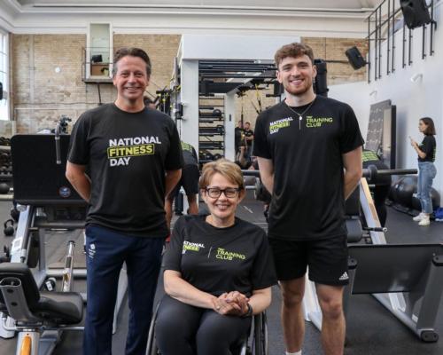 Nigel Huddleston (left) joined Team GB’s gold-winning diver Matty Lee (right) and ukactive chair Tanni Grey-Thompson (centre) at Jubilee Hall Gym