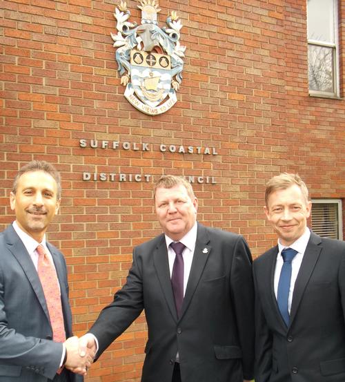 (L-r) Aron Nassim (director of projects at Pulse), SCDC Cllr Richard Kerry and Mark Taylor (contracts manager at Places for People Leisure)