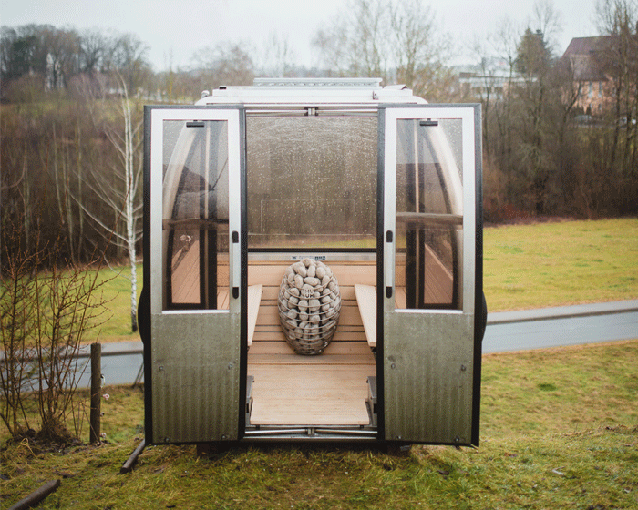 Architects Toni Egger and Felix Tarantik transform ski gondolas into saunas 