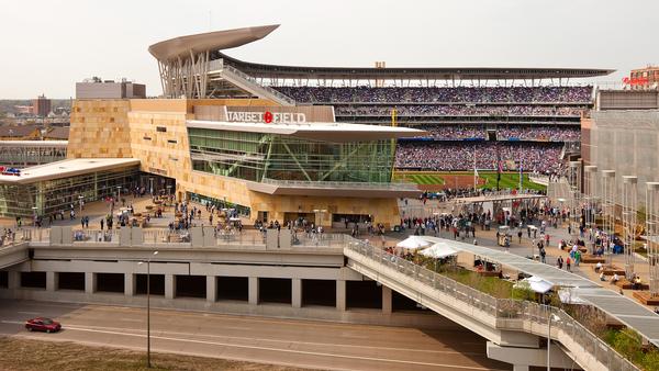 Target Field in Minneapolis is located on a very tight urban site, surrounded by parking and mass transportation 