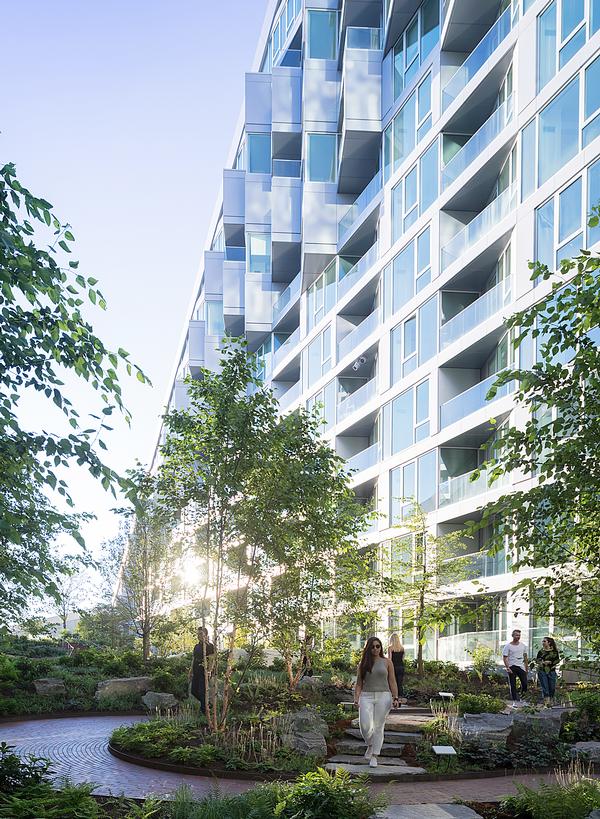 VIA 57 West’s residential units surround a central courtyard garden 