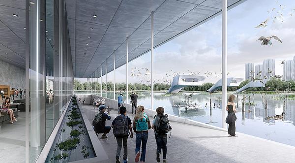 The Lingang Bird Airport scheme will see a wetland sanctuary and visitor centre created on reclaimed land 