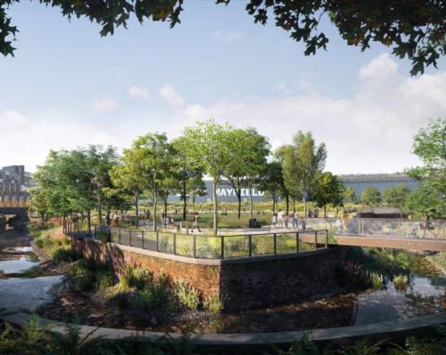 The new 6.5-acre green space will be the 'jewel in the crown' of the transformational Mayfield regeneration project / Studio Egret West/Mayfield Park