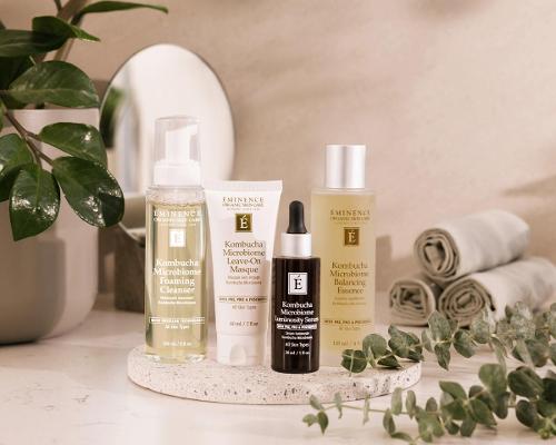 The range includes a foaming cleanser, balancing essence, serum and leave-on mask / Eminence Organic Skin Care