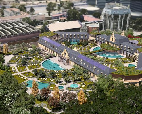 The 700-person bathing hotspot will feature 10 pools and a 16-treatment-room day spa