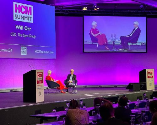 Will Orr on stage with HCM editor Liz Terry at HCM Summit / HCM magazine / Ed Gallagher