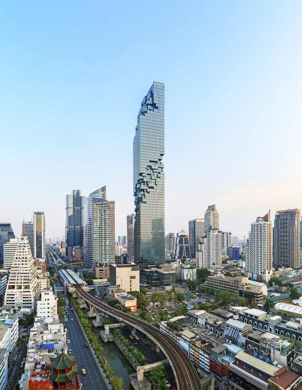 The tower features a ‘pixelated’ exterior and a series of dramatic cantilevering terraces