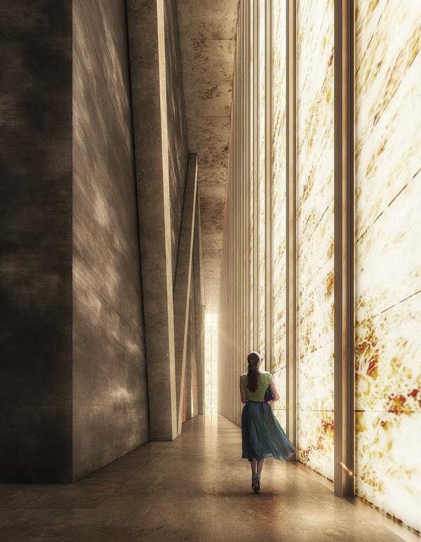 Daylight will illuminate the interior of the Perelman Performing Arts Center through the marble façade 