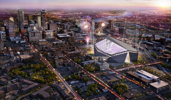 US Bank Stadium, Minnesota, US: The Minnesota Vikings’ stadium is under construction and is due to open this summer (2016). It features a huge EFTE roof