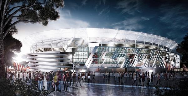 The design of the Stadio Della Roma is inspired by Rome’s Colosseum