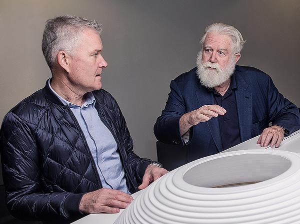 Architect Morten Schmidt, left, and artist James Turrell are collaborating on an installation for the ARos Aarhus Art Museum, called The Next Level