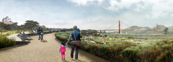 The Presidio Parklands project will link an existing park with the San Francisco Bay, with the park covering a major roadway