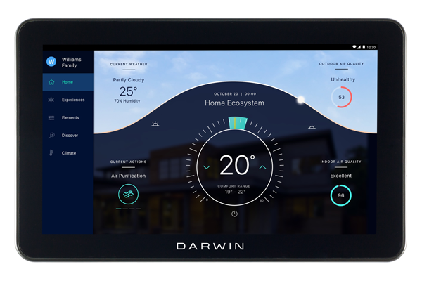 The Darwin Tablet controls air filtering, water purification and circadian lighting