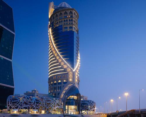 The hotel has been designed loosely in the shape of a falcon – Qatar's national bird / sbe