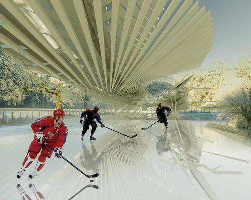 The ‘Liquid Skating Photovoltaic Ice Skating Rink’ will be located high in the mountains of the Kamchatka peninsula / Margot Krasojevi?/V2com