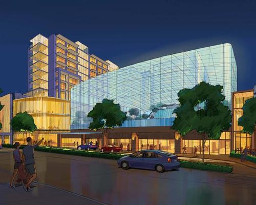 The glass-encased waterpark will be the anchor for the mixed-use development