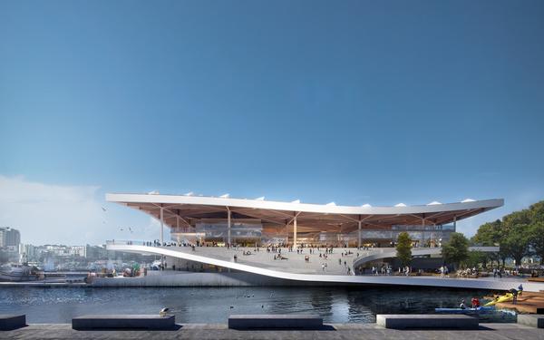 3XN recently unveiled designs for the new Sydney Fish Market. It features an open front and undulating roof