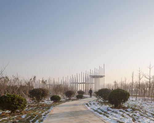The pavilion covers an area of 350sq m (3,770sq ft) / Aurelien Chen