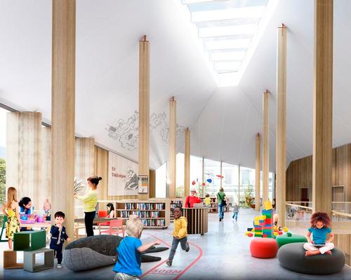 The library would house a citizens’ service centre, a tourist information centre and flexible common rooms, outdoor spaces and administrative offices / Schmidt Hammer Lassen